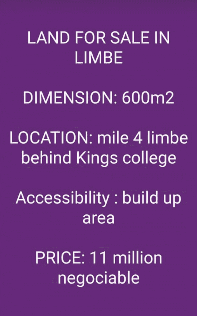 Lands and Properties available all around Limbe and Buea Municipality.